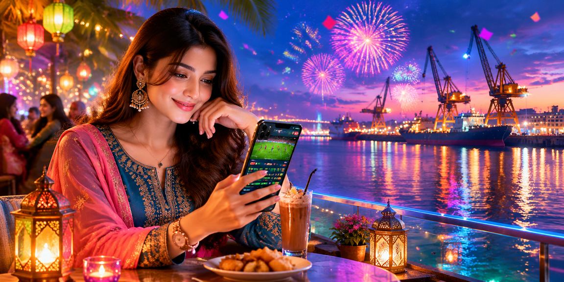 A user enjoying the Eid festivities in Khulna while using a mobile betting platform